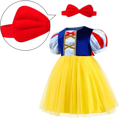 Vista 4 de Princess Snow White Costumes for Toddler Girls,Princess Snow White Dress for Kids,Birthday Halloween Party Dress Up