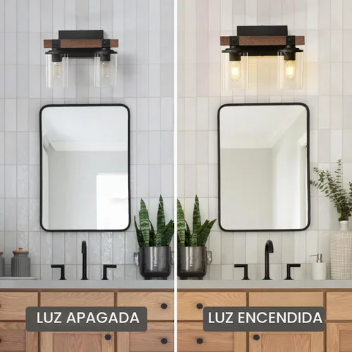 Vista 7 de Lámpara de tocador de granja para baño, accesorios de iluminación rústica