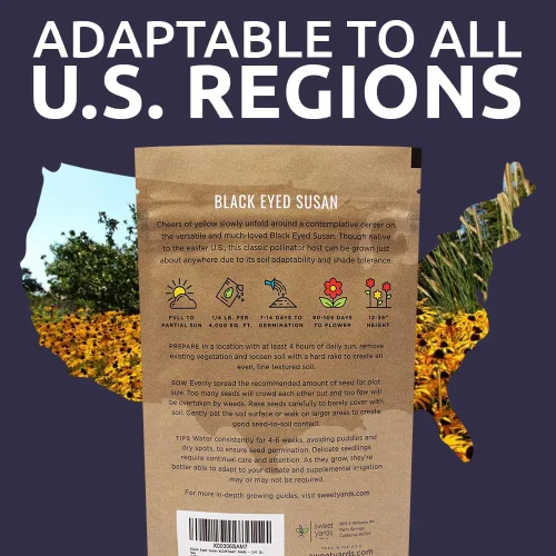 Vista 7 de Black Eyed Susan Seeds - Bolsa a granel de un cuarto de libra - Más de 400,000 semillas de flores silvestres polinizadas abiertas sin OMG