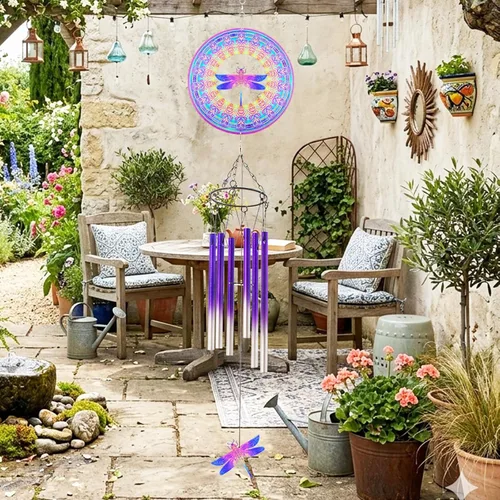 Vista 3 de Campanillas de viento con rotador de libélula, regalos para hombres, mujeres, jubilación, maestros, padres - decoración colgante para exteriores