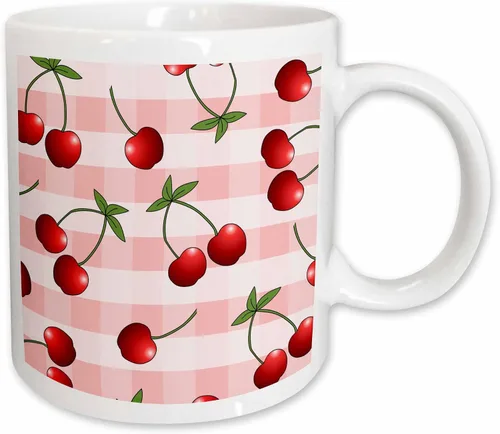 Vista 10 de 3dRose Janna Salak diseños Prints y patrones – Cereza jugosa De Impresión Rojo Cerezas sobre blanco – Tazas, Negro/Blanco