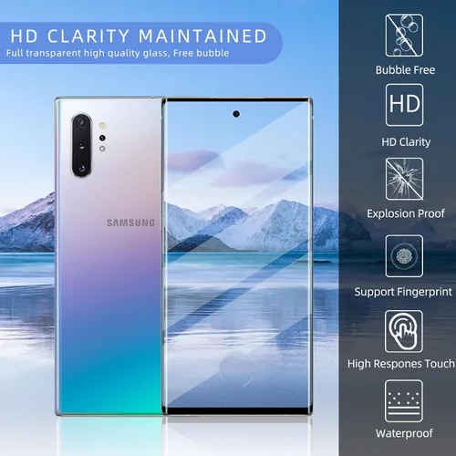 Vista 4 de Paquete de 3 protectores de pantalla de vidrio templado aplicables para Samsung Galaxy Note 10plus de 6.8 pulgadas, compatible con identificación