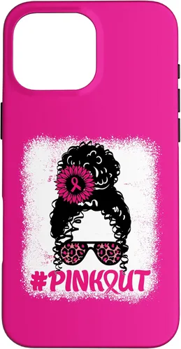 Vista 19 de iPhone 16 desordenado moño desgastado cinta rosa rosa hacia fuera caso cáncer de mama