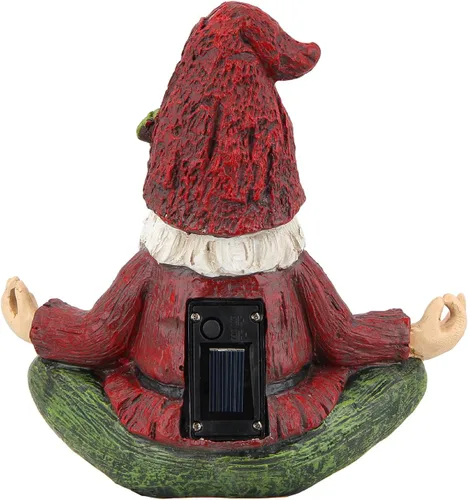 Vista 7 de Smadeer Estatua de gnomo de yoga de jardín, figura de gnomos al aire libre con luces solares, Knome en postura de yoga para decoración de jardín