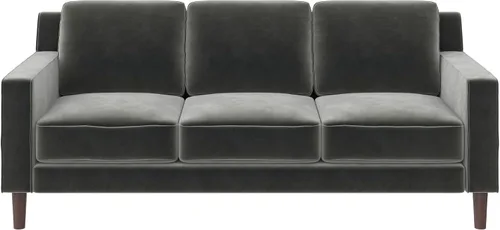 Vista 9 de DHP Brynn - Sofá tapizado de 3 plazas, muebles de sala de estar, terciopelo negro Negro Terciopelo