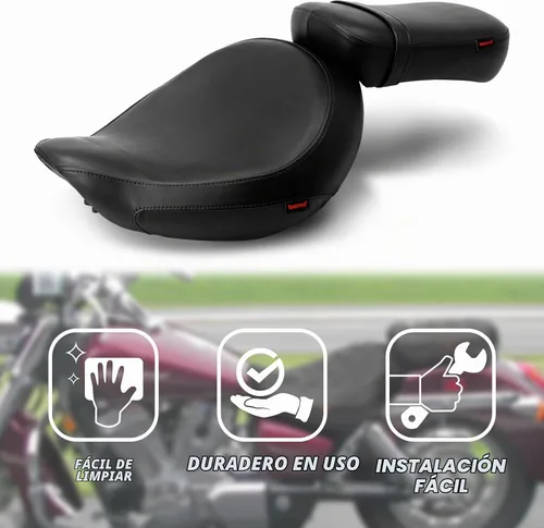 Vista 4 de Asiento de pasajero de motocicleta negro sin patrón compatible con Shadow ACE VT750 VTC750C VTC750CD 1998-2003