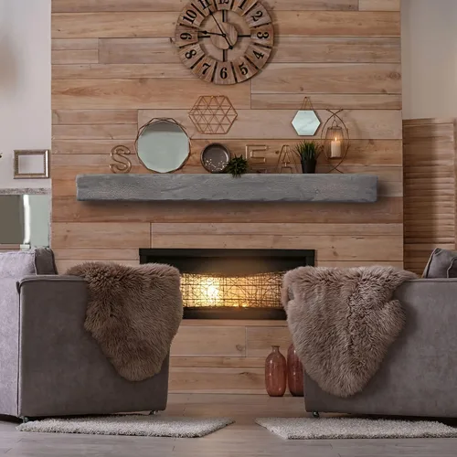 Vista 2 de Rustic Floating Fireplace Mantel (Pick your size and color)