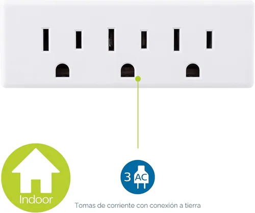 Vista 2 de Philips Extensor de 3 tomas, paquete de 2, grifo de pared con conexión a tierra, adaptador de 3 clavijas, enchufe múltiple, divisor de potencia