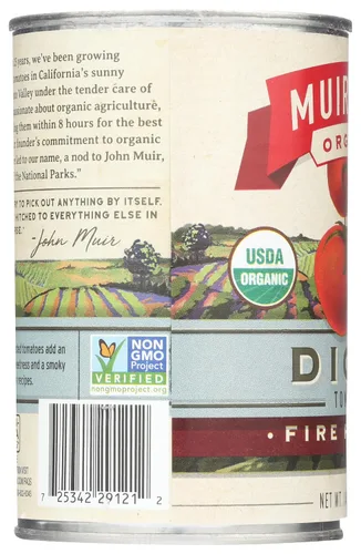 Vista 6 de Muir Glen Tomates orgánicos en cubitos tostados al fuego, 14.5 onzas