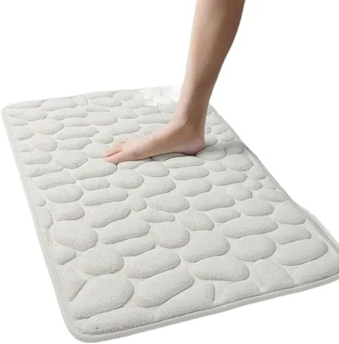 Vista 9 de Alfombra antideslizante de Baño De Franela Gruesa Antideslizante, Almohadilla De Espuma Viscoelástica, Adoquín En Relieve, Alfombra De Suelo De