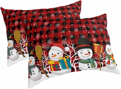 Vista 17 de Fundas de almohada de tamaño estándar de muñeco de nieve negro, paquete de 2 fundas de almohada suaves decorativas para sofá de cuerpo largo
