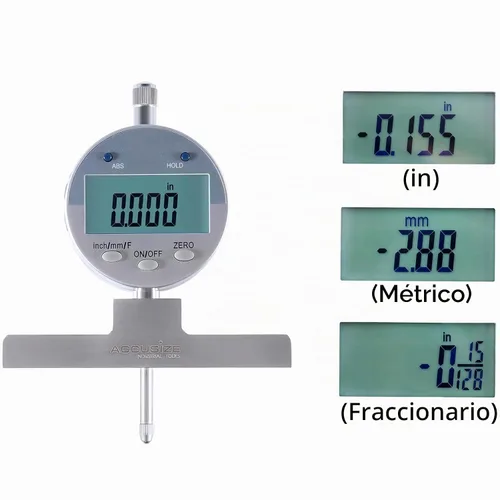 Vista 5 de Accusize Industrial Tools - Medidor de profundidad digital electrónico de 0-55.9 cm, en pulgadas/métrico/fraccional, con 2 puntos extra