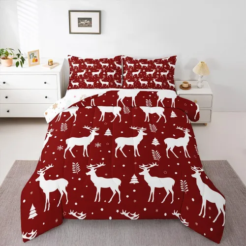 Vista 15 de Erosebridal Juego de edredón de Feliz Navidad, tamaño individual, divertido edredón de Papá Noel para niños y niñas, edredón de plumón de pingüino
