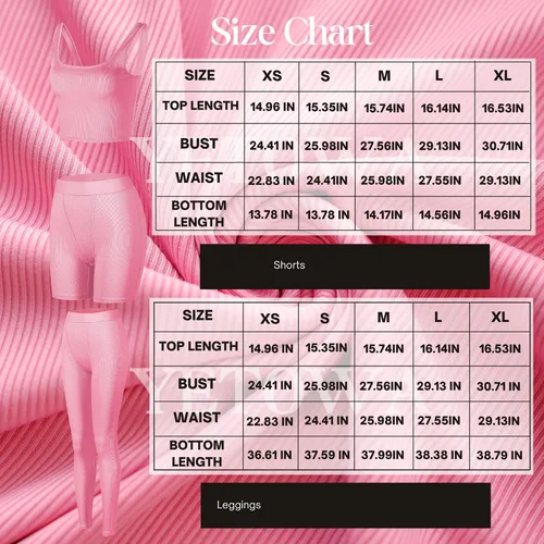 Vista 6 de Conjunto deportivo de 2 piezas para mujer, camiseta sin mangas de punto acanalado para yoga, leggings de cintura alta, conjuntos de ropa deportiva