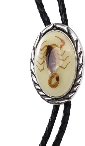 Vista 214 de Jeilwiy Corbata de bolo para hombre, corbata de vaquero occidental, collar de corbata de bolo dorado, corbata de cuero, corbata de Halloween