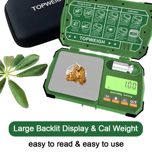 Vista 5 de Báscula de bolsillo, 17.64 oz x 0.00 oz, doble alimentación, báscula de joyería de gramo de precisión con estuche con cremallera, báscula digital