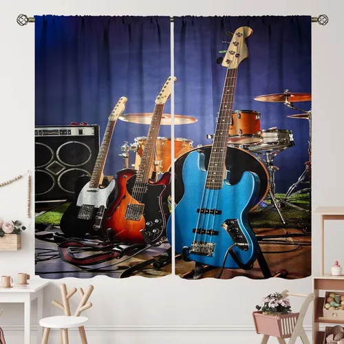 Vista 46 de Cortinas de jazz para mujer americana, estilo grunge, estilo grunge, con bolsillo para barra, para dormitorio, sala de estar, decoración