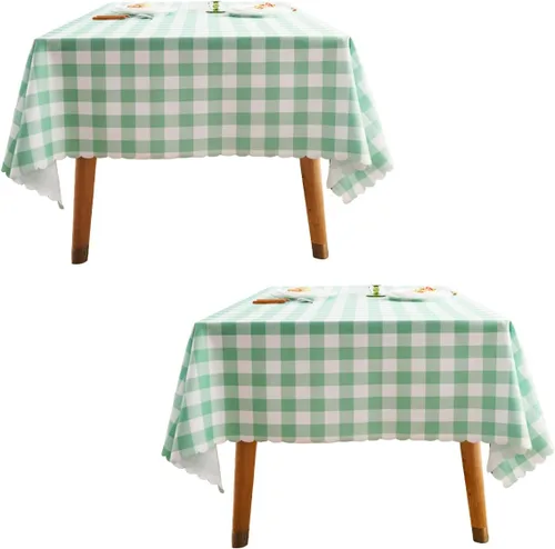 Vista 14 de MANGATA CASA Mantel de cuadros rosa para mesas cuadradas, mantel a cuadros, impermeable, para cocina y mesa, mantel de poliéster a cuadros sin Rosa