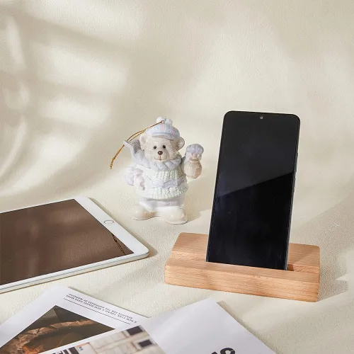 Vista 4 de Soporte rectangular de madera para teléfono móvil, soporte para teléfono celular, soporte universal para teléfono celular, 1 unidad, 5.55 x 3.15 x