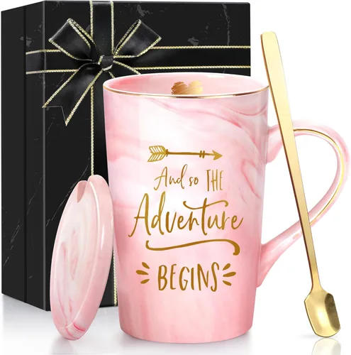 Vista 2 de ShinnyWis Regalos de graduación para mujeres 2026 - Taza con texto en inglés "She Believed She Could So She Did" Rosa