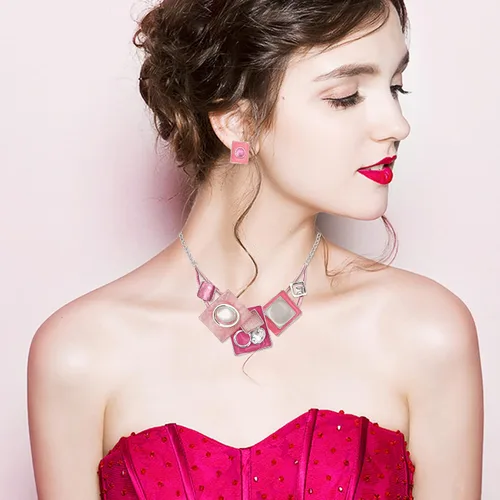 Vista 2 de CSY Conjunto de joyería de regalo para mujer con diseño de ópalos de cristal ovalados y bohemios