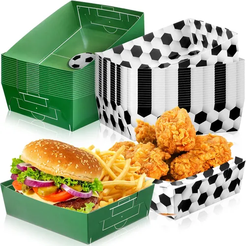Vista 11 de Sawysine Paquete de 36 platos de fútbol grandes para fiestas de fútbol, bandejas de papel de 5 libras, nachos, botes de comida, cuencos desechables