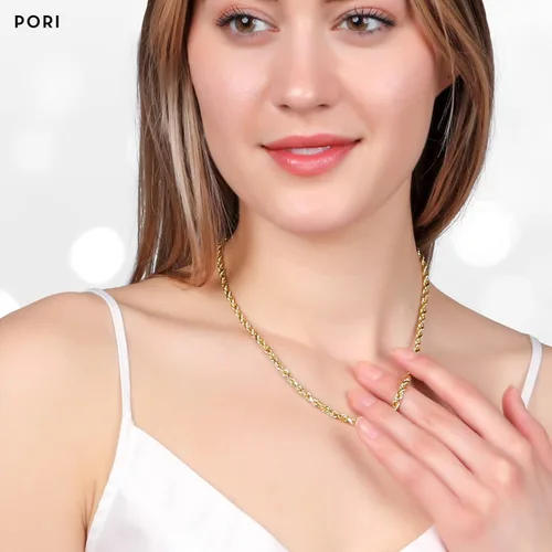 Vista 3 de PORI JEWELERS Collar de cadena de oro amarillo de 18 quilates de 0.069 pulgadas, 0.079 pulgadas, 0.079 pulgadas, 0.079 pulgadas, 0.18 pulgadas, 0.08