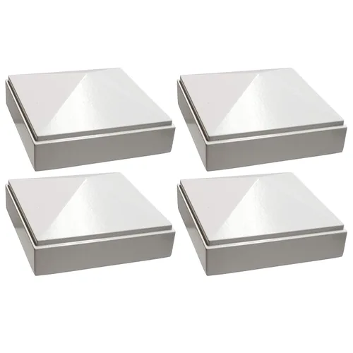 Vista 20 de Tapa de poste piramidal de aluminio de 2 x 2 pulgadas para postes de metal, ajuste a presión, color blanco con recubrimiento en polvo, resistente al