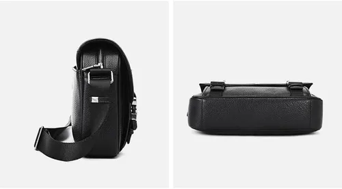 Vista 5 de Bolso bandolera de cuero genuino para hombre, estilo vintage, hecho a mano, bolso cruzado casual para viajes de negocios