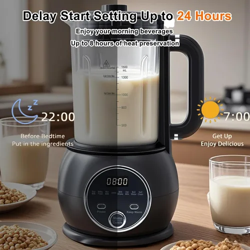Vista 2 de Batidora caliente 10 en 1 para producir leche de nueces, 51 onzas de soja casera, almendra, avena, a base de plantas, para preparar alimentos