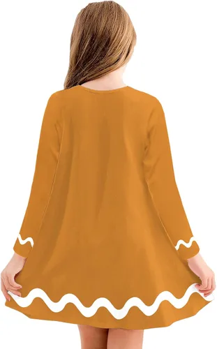 Vista 5 de Vestido de manga larga con estampado de Mardi Gras para niñas de 3 a 12 años