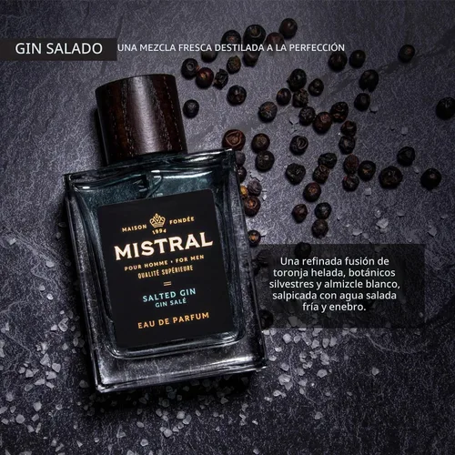 Vista 4 de Mistral Eau de Parfum de Ginebra Salada para Hombre, Colonia para Hombre, 3.4 Oz