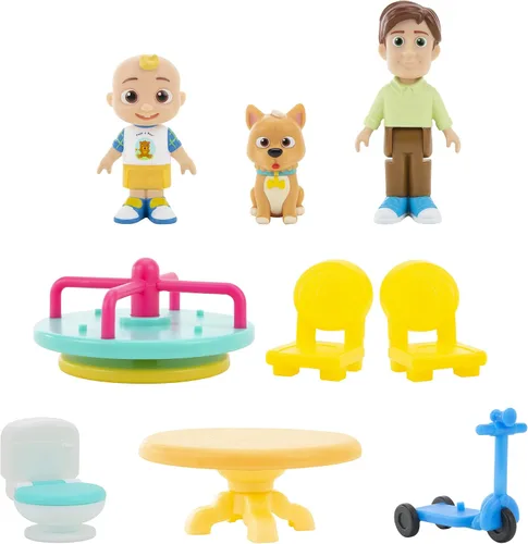 Vista 2 de Deluxe Pop n' Play House de CoComelon - Casita plegable con JJ, el papá de JJ, Bingo el cachorro y accesorios para la casita - Juguetes para niños
