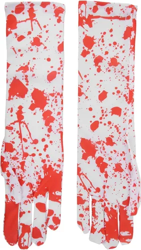 Vista 8 de Semme Guantes sangrientos de Halloween, 1 par de guantes horribles con efecto salpicado, accesorio de disfraz de cosplay para asesino