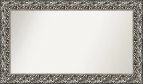 Vista 366 de Amanti Art Espejo de baño plateado para sobre fregadero, 26 x 26 pulgadas, espejo cuadrado de níquel pulido, marco de madera tradicional mediano, se