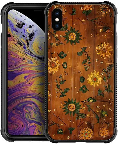 Vista 29 de CARLOCA Funda compatible con iPhone Xs, diseño gráfico a prueba de golpes, antiarañazos, protección contra caídas para iPhone X/XS Familia de jirafa