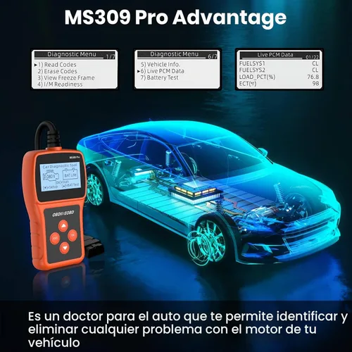 Vista 8 de Acum Escáner OBD2 - Lector de código de motor con reinicio, probador de batería, códigos de error de falla claros, herramienta de diagnóstico