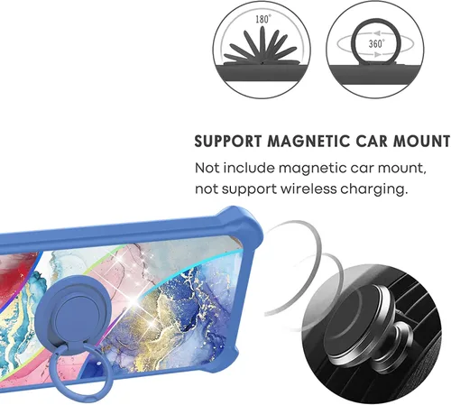 Vista 4 de jioeuinly Funda para Vivo V27e compatible con Vivo V27e con protector de pantalla de vidrio templado, soporte de anillo, luz reflectante colorida