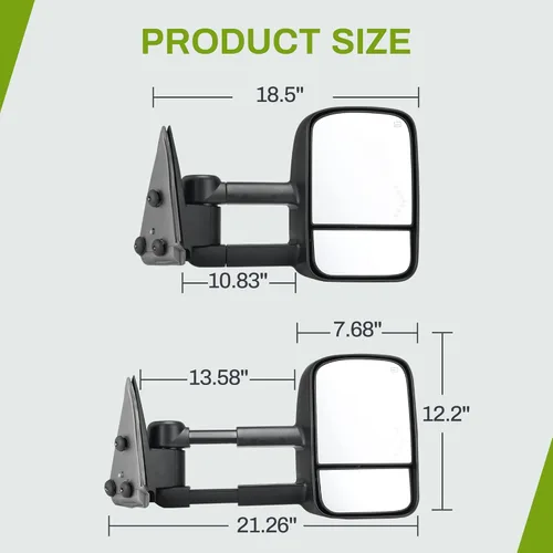 Vista 3 de AUTOSAVER88 Espejos de remolque compatibles con Chevy Silverado GMC Sierra 2007-2014, juego de espejos de remolque con calefacción eléctrica