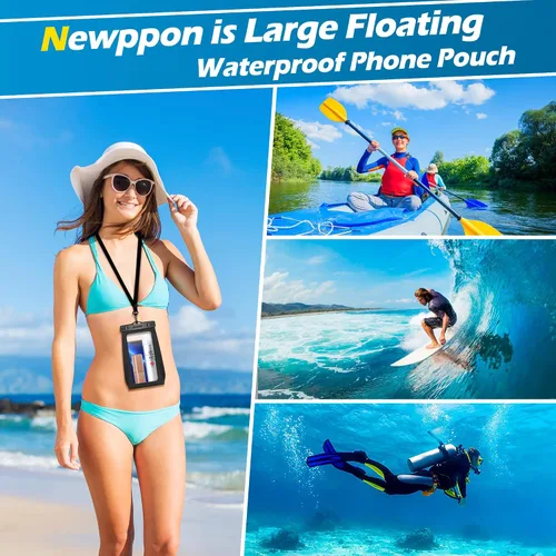 Vista 7 de Paquete de 4 bolsas flotantes impermeables para teléfono – Funda universal grande flotante a prueba de agua – Soporte flotante transparente