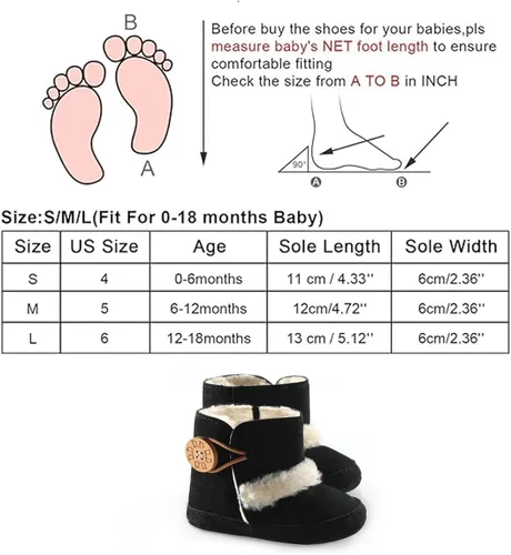 Vista 2 de LIVEBOX Prewalker Botas de invierno para bebés y niñas con suela antideslizante suave de alta calidad