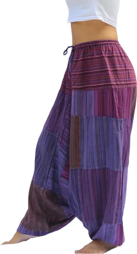 Vista 7 de PEACH PEBBLE Pantalones Harem 100% algodón, pantalones bohemios de yoga hippie
