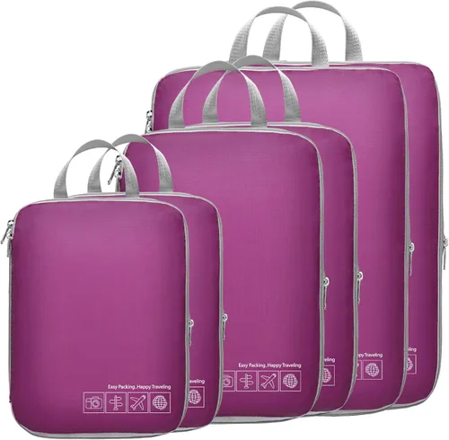 Vista 18 de Cambond - Cubos de compresión para viajes de mujer - Bolsas de viaje expandibles, organizadores de equipaje, esenciales de viaje, cubos de 01 Sandía