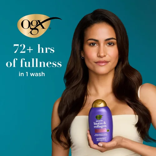 Vista 8 de OGX Espeso y Abundante + Biotina y Colágeno para Volumen y Cuerpo del Cabello, Champú y Acondicionador Voluminizador Sin Sulfatos para Cabello Fino