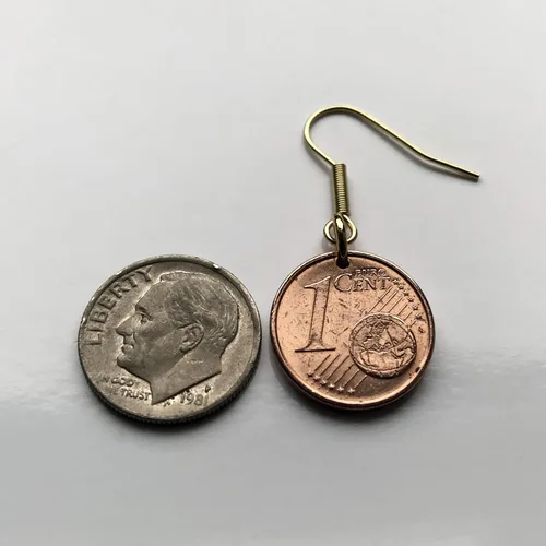 Vista 7 de España Spain 1 Euro Cent coin earrings Santiago de Compostela cathedral apostle Lugo Way of Saint James the Great Catholic church Iglesia Camino