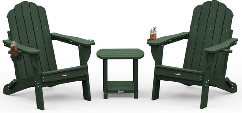 Vista 13 de Silla Adirondack plegable, silla Adirondack de HDPE con 2 soportes para tazas, sillas para fogatas al aire libre de fácil montaje para patio