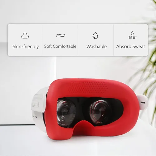 Vista 7 de VR Face Cover - Sweat-Proof Silicone Face Cover Pad for Oculus Quest 2 VR Headset - Washable & Anti-Leakage Lightproof VR Accessories for Oculus