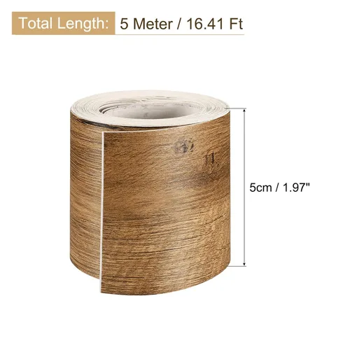Vista 2 de uxcell Cinta de grano de madera, 1.97 pulgadas x 16.41 pies, adhesivo de papel de pared autoadhesivo para pared, esquina, mesa, puerta, sofá, Marrón