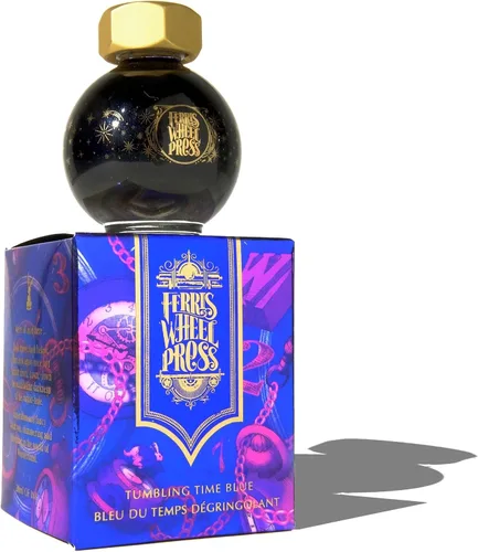 Vista 31 de Ferris Wheel Press Tinta, Ferritales Edición Limitada, La Sinfonía Crepúsculo, Índigo con Brillo Azul, Botella de Tinta para Pluma Estilográfica