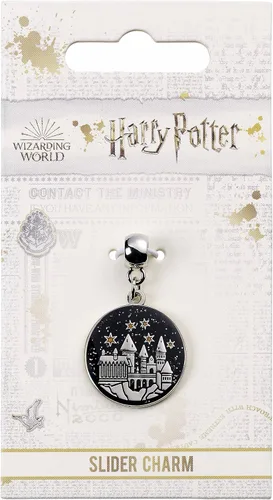 Vista 2 de Harry Potter Colgante deslizante oficial del castillo de Hogwart de The Carat Shop, Plata, negro, metal amarillo, No es una piedra preciosa